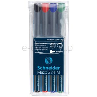 Schneider Zestaw foliopisów permanentnych Maxx 224, M, 1,0mm, 4 szt., miks kolorów
