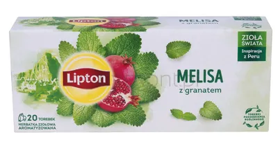 Lipton Herbata Melisa z granatem 20 Torebek. Herbatka ziołowa aromatyzowana 24g