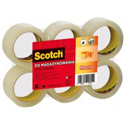 Scotch Taśma pakowa Do Magazynowania, Mocna, Przezroczysta, 50Mm X 66M, 6 Szt.