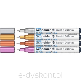 Marker Akrylowy Schneider Paint-It Metallic, 0,8 Mm, Etui 4 Szt., Srebrny, Złoty, Miedziany, Fioletowy