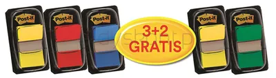 Zakładki indeksujące Post-it® (680-P5), zestaw promocyjny, 25,4x43,2mm, 3x50+ 2x50 GRATIS, mix kolorów