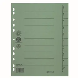Donau Przekładka karton A4, 235x300mm, 1-10, 1 karta, zielona