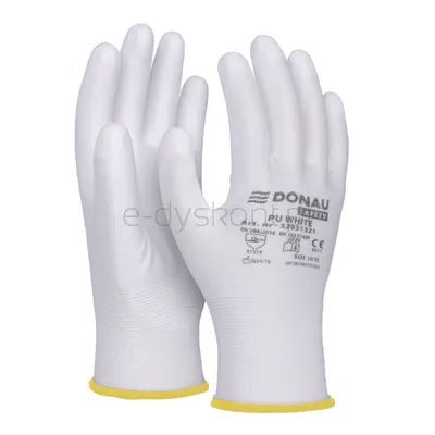 Rękawice Donau Safety Pu White, Kat. Ii, Rozm. 8, Białe