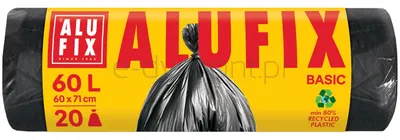 Worki na śmieci ALUFIX Economy, HDPE, 60l, 20 szt., Czarna