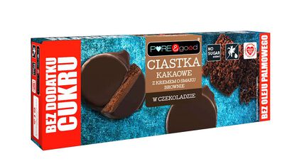 Ciastka Kakaowe Z Kremem O Smaku Brownie W Czekoladzie Deserowej Bez Dodatku Cukru 128 G - Pure&Good [BIO]