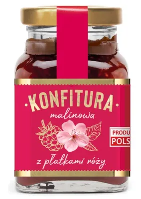 Konfitura malinowa z płatkami róży 200 g