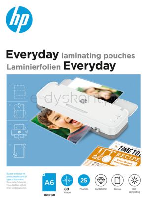 Hp EverydayFolie laminacyjneA6, 80 mic, 25 szt., przezroczyste/połysk [BIURO]