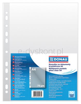 Donau Koszulki na dokumentyPP, A4, krystal 75mikr 10szt. 