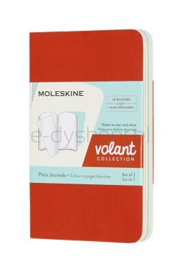 Zestaw 2 zeszytów Moleskine Volant, XS, 6,5x10,5cm, gładki, 56 stron, coral orange/aquamarine