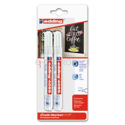 Edding Marker kredowy e-4095 2-3mm, blister, 2 szt., biały [BIURO]