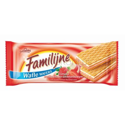 Familijne Wafle Truskawkowo-Śmietankowe 180 G