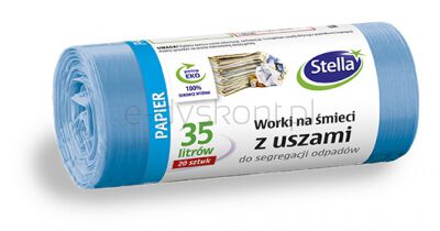 Stella Worki z uszami do segregacji odpadów papierowych, 35 l, 20 szt., niebieskie, niebieski