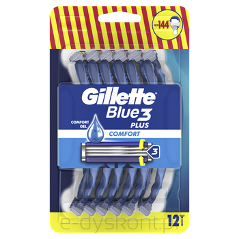 Gillette Blue3 Comfort Jednorazowa Maszynka Do Golenia Dla Mężczyzn, 12 Sztuk