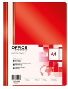 Skoroszyt OFFICE PRODUCTS, PP, A4, miękki, 100/170mikr., czerwony