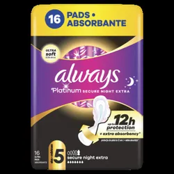 Always Platinum Secure Night Extra Podpaski Ze Skrzydełkami 16 Szt.