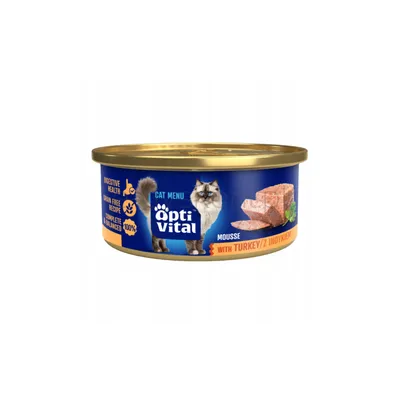 Optivital Mini Puszka - Mus Dla Dorosłych Kotów Z Indykiem 85G