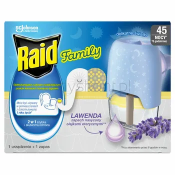 Raid Family Elektrofumigator Z Płynem Owadobójczym - Lawenda 27Ml