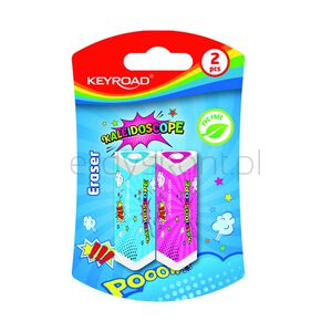 Keyroad Gumka do ścierania Kaleidoscope, trójkątna, 2 szt., blister, mix kolorów