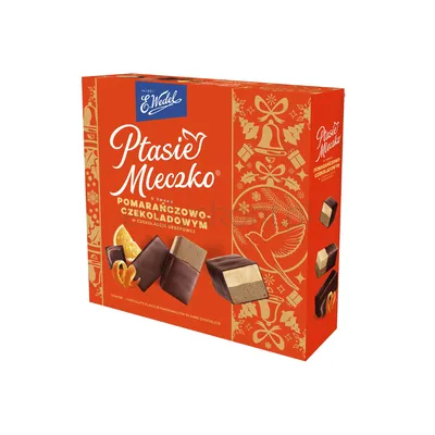 E.Wedel Ptasie Mleczko o smaku pomarańczowo-czekoladowym w czekoladzie deserowej 340g