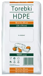 Torebki spożywcze HDPE, 18x4x35cm, 1000 szt., transparentne