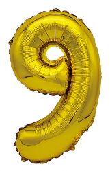 Part Go Balon foliowy cyfra 9, 80cm, złoty