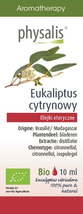 Olejek Eteryczny Eukaliptus Cytrynowy Bio 10 Ml - Physalis [BIO]