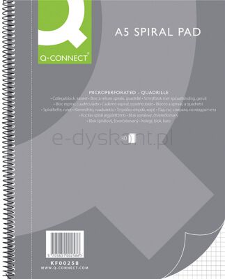 Q-Connect Kołonotatnik  A5, W Kratkę, 80 Kart., 70Gsm, Perforacja 