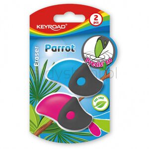 Keyroad Gumka uniwersalna Parrot, 2szt., blister, mix kolorów