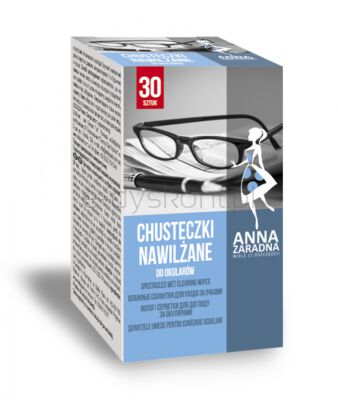 Anna Zaradna Chusteczki nawilżane do okularów, 30 saszetek, białe chusteczki