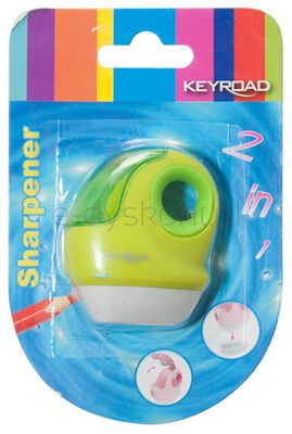 Keyroad Temperówka, plastikowa, pojedyncza, z gumką, blister, mix kolorów