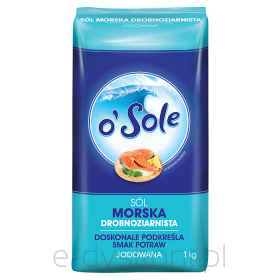 O'Sole Sól Morska Drobnoziarnista Spożywcza Jodowana 1 Kg 