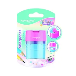 Keyroad Temperówka plastikowa, pastel, podwójna, z pojemnikiem, blister, mix kolorów