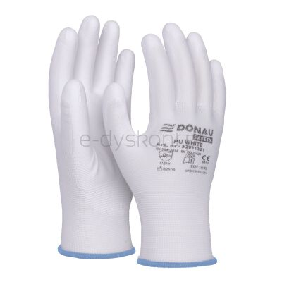 Donau Rękawice Safety Pu White, Kat. Ii, Rozm. 9, Białe