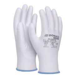 Donau Rękawice Safety Pu White, Kat. Ii, Rozm. 9, Białe