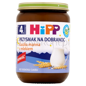 Hipp Bio Przysmak Na Dobranoc Kaszka Manna Z Mlekiem Po 4. Miesiącu 190 G