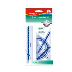 Keyroad Zestaw geometryczny z linijką 15cm, plastikowy, transparentny
