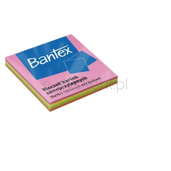 Bantex Bloczki samoprzylepne 75x75 mm, 100 kartek, mix kolorów