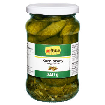 Topseller Ogórki korniszony z przyprawami 340 g