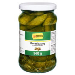 Topseller Ogórki korniszony z przyprawami 340 g
