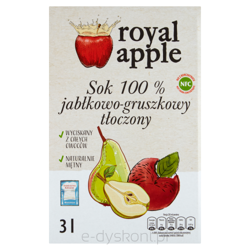 Royal Apple Sok Jabłkowo - Gruszkowy 3L Nfc Pasteryzowany