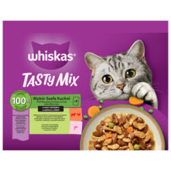 Whiskas Tasty Mix Mokra karma w sosie z wołowiną, drobiem i warzywami oraz z łososiem i marchewką 4 x 85 g