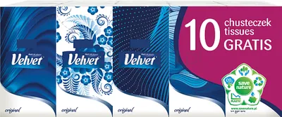 Velvet Chusteczki Higieniczne, 10X10 Szt, 4 Warstwy