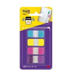 Post-It Zakładki indeksujące do archiwizacji (676-AYPV), PP, silne, 15,8x38,1mm, 4x10 szt., mix kolorów