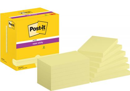 Karteczki Samoprzylepne Post-It Super Sticky (655-S), 127X76Mm, 12X90 Kartek, Jaskrawo Żółte