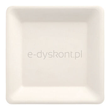 Talerze Z Trzciny Cukrowej, Pure, Kształt Prostokątny, 15,5 Cm X 15,5 Cm, Kolor: Biały, 50 Szt