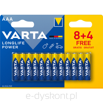 Varta Baterie Longlife Power Aaa 8Szt+4