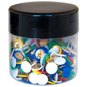 Pinezki klasyczne Q-Connect, w plastikowym słoiku, 300szt., mix kolorów