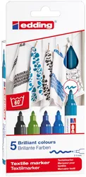 Edding Marker tekstylny e-4500/5 S 2-3mm, 5 sztuk, cool colours