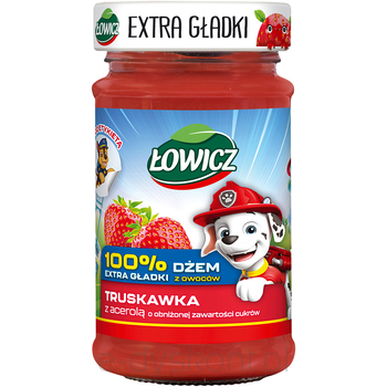 Łowicz Dżem 100% Z Owoców Extra Gładki Truskawka Z Acerolą 225 G