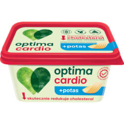 Optima Cardio Potas + 400g. Tłuszcz roślinny do smarowania 45% z dodatkiem steroli roślinnych i potasu, o niskiej zawartości sodu. Produkt solony solą potasową.